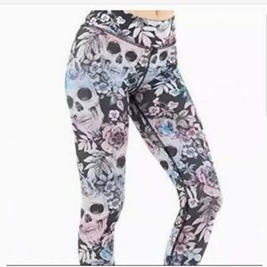 Evolution and Creation Pink Floral Skull Leggings